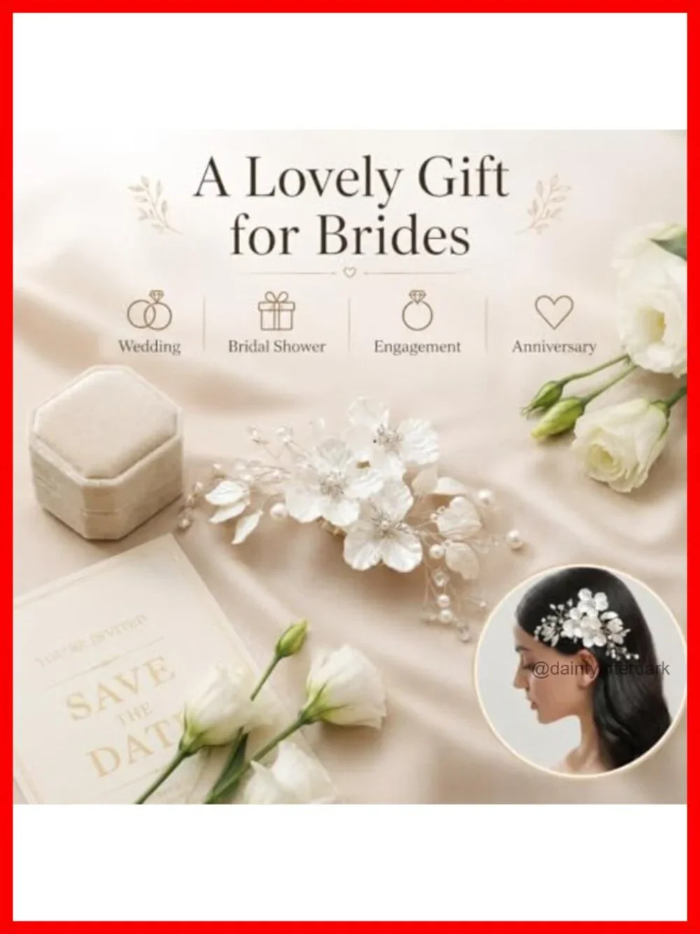 Floral Pearl Rhinestone Bridal Hair Clip with Duckbill Clip